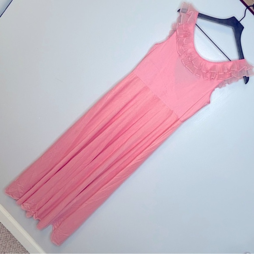 Vanity Fair Vintage Pleated Pink Ruffle Sleeveles… - image 2